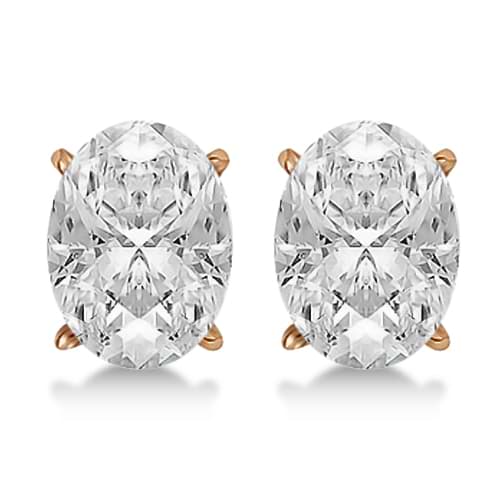 0.50ct. Oval-Cut Diamond Stud Earrings 14kt Rose Gold (H, SI1-SI2)