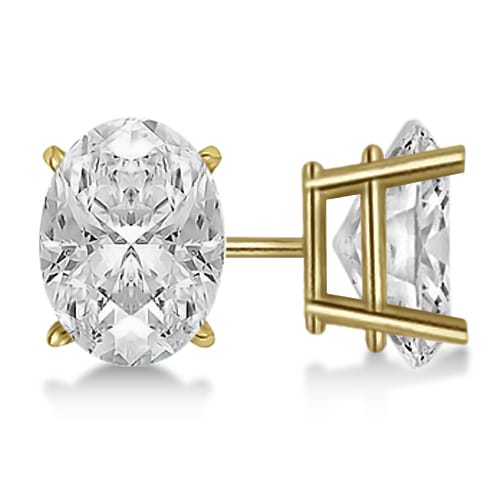 1.50ct. Oval-Cut Diamond Stud Earrings 14kt Yellow Gold (H, SI1-SI2)