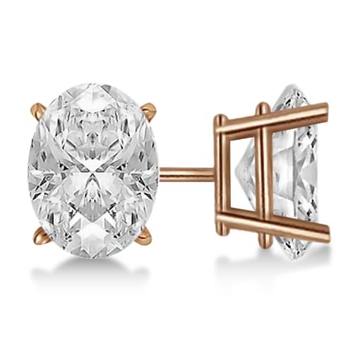 2.00ct. Oval-Cut Lab Diamond Stud Earrings 14kt Rose Gold (G-H, SI1)