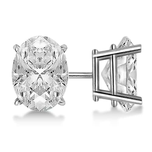 2.00ct. Oval-Cut Moissanite Stud Earrings 18kt White Gold (F-G, VVS1)