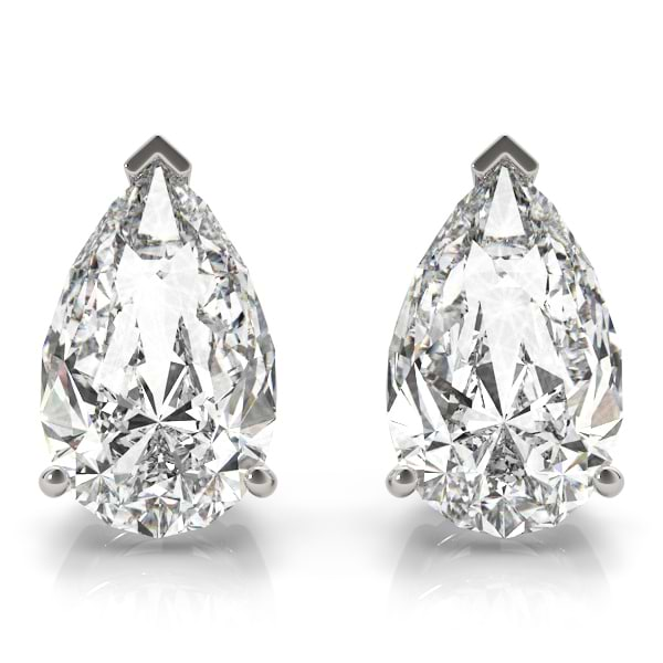 1.00ct Pear-Cut Diamond Stud Earrings 14kt White Gold (G-H, VS2-SI1)