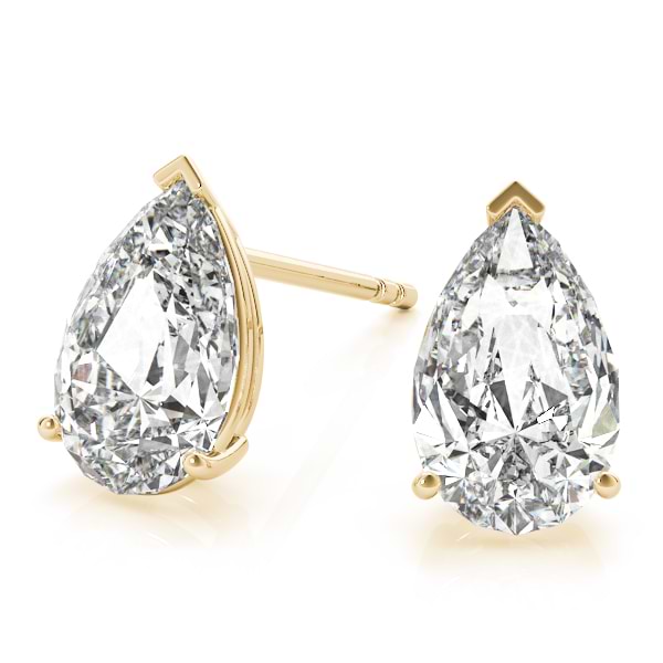 1.00ct Pear-Cut Diamond Stud Earrings 14kt Yellow Gold (G-H, VS2-SI1)