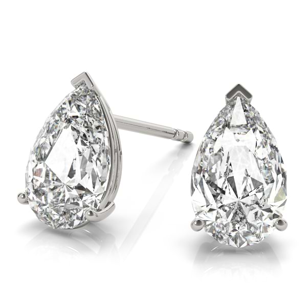 0.50ct Pear-Cut Diamond Stud Earrings 18kt White Gold (G-H, VS2-SI1)