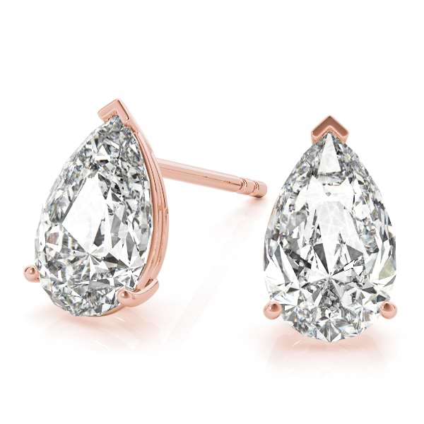 0.75ct Pear-Cut Lab Diamond Stud Earrings 14kt Rose Gold (F-G, VS1)