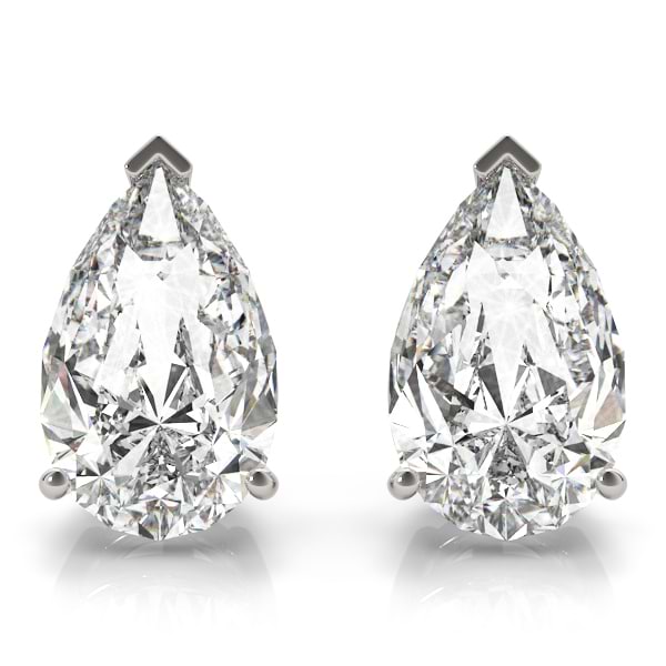 2.00ct Pear-Cut Diamond Stud Earrings Platinum (G-H, VS2-SI1)