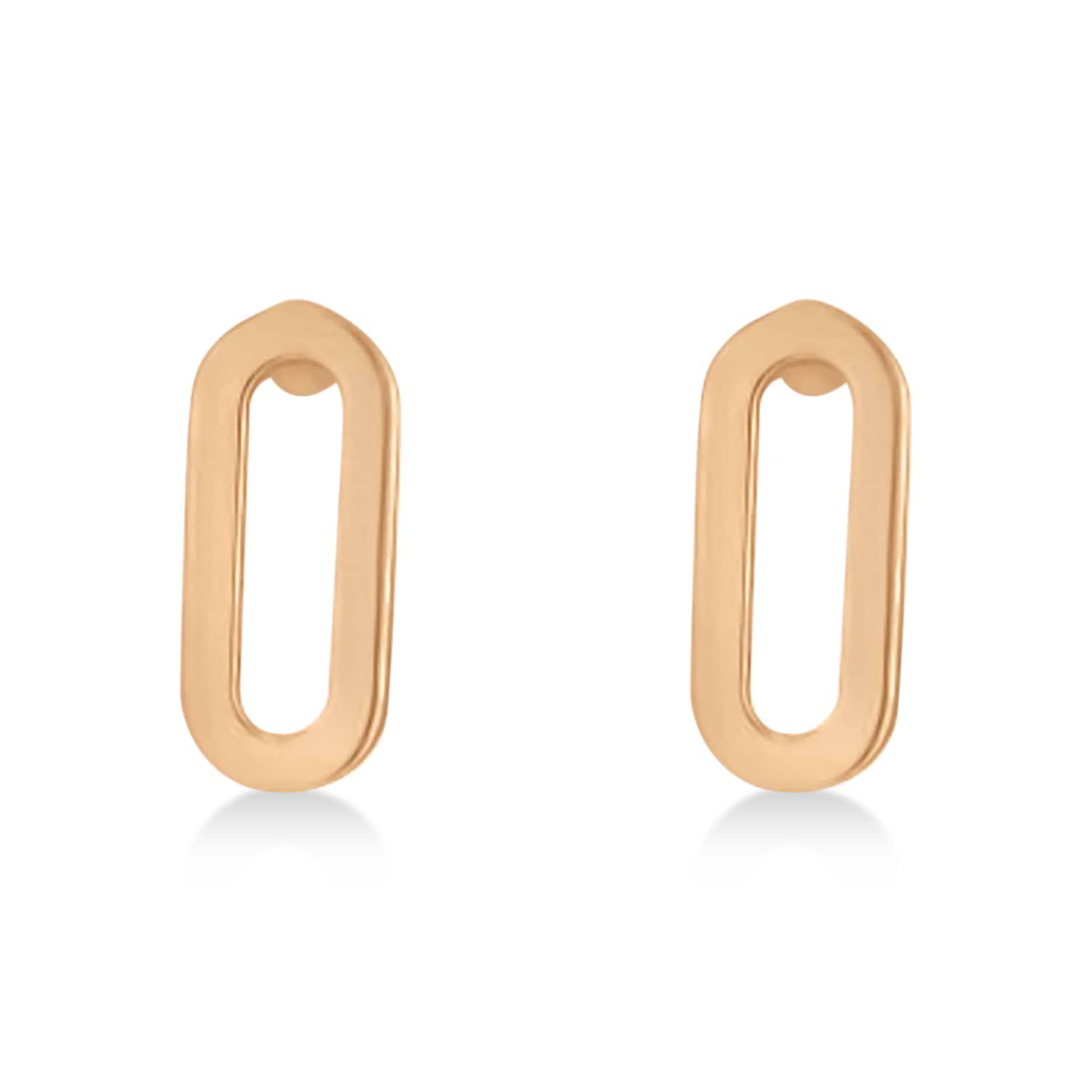 Mini Paperclip Stud Earrings 14k Rose Gold