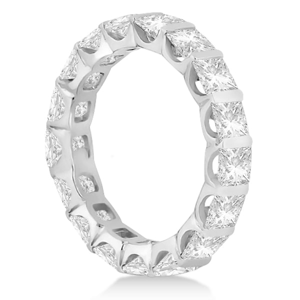 Bar-Set Princess Cut Diamond Eternity Ring Band 14k White Gold (1.15ct)