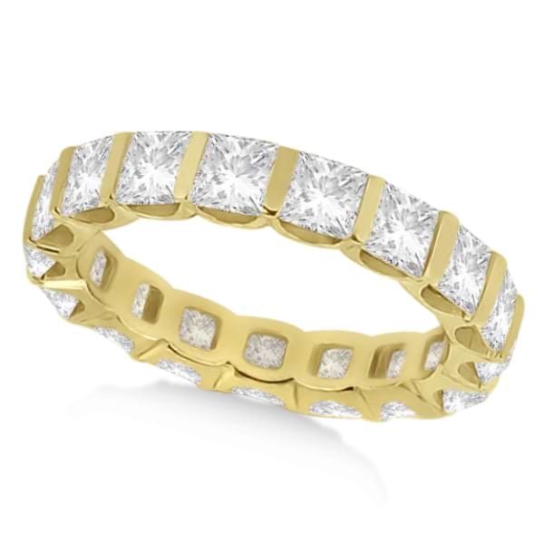 Bar-Set Princess Cut Diamond Eternity Ring Band 14k Y. Gold (1.15ct)