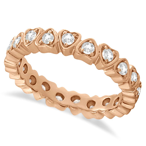 Pave Set Heart Shaped Diamond Eternity Ring 14k Rose Gold (0.60ct)