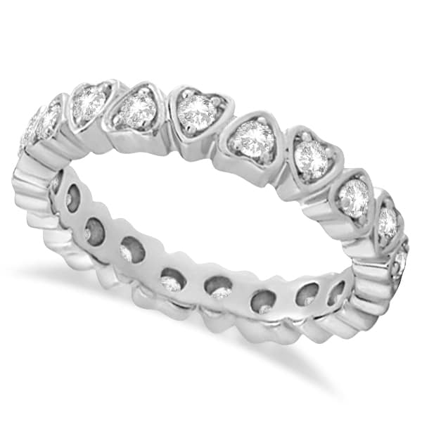 Pave Set Heart Shaped Diamond Eternity Ring Platinum (0.60ct)