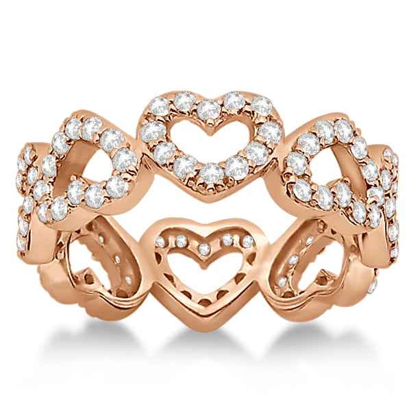 Eternity Interlocking Hearts Diamond Ring 14k Rose Gold (1.00ct)