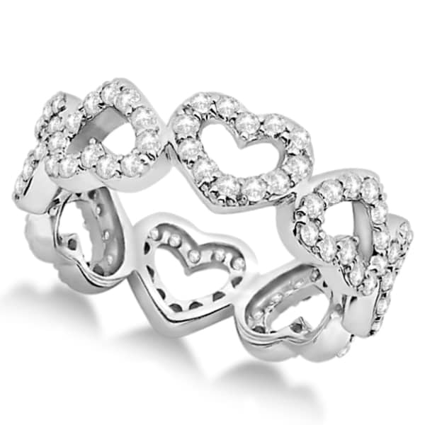 Eternity Interlocking Hearts Diamond Ring 14k White Gold (1.00ct)