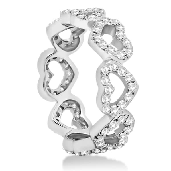Eternity Interlocking Hearts Diamond Ring 18k White Gold (1.00ct)