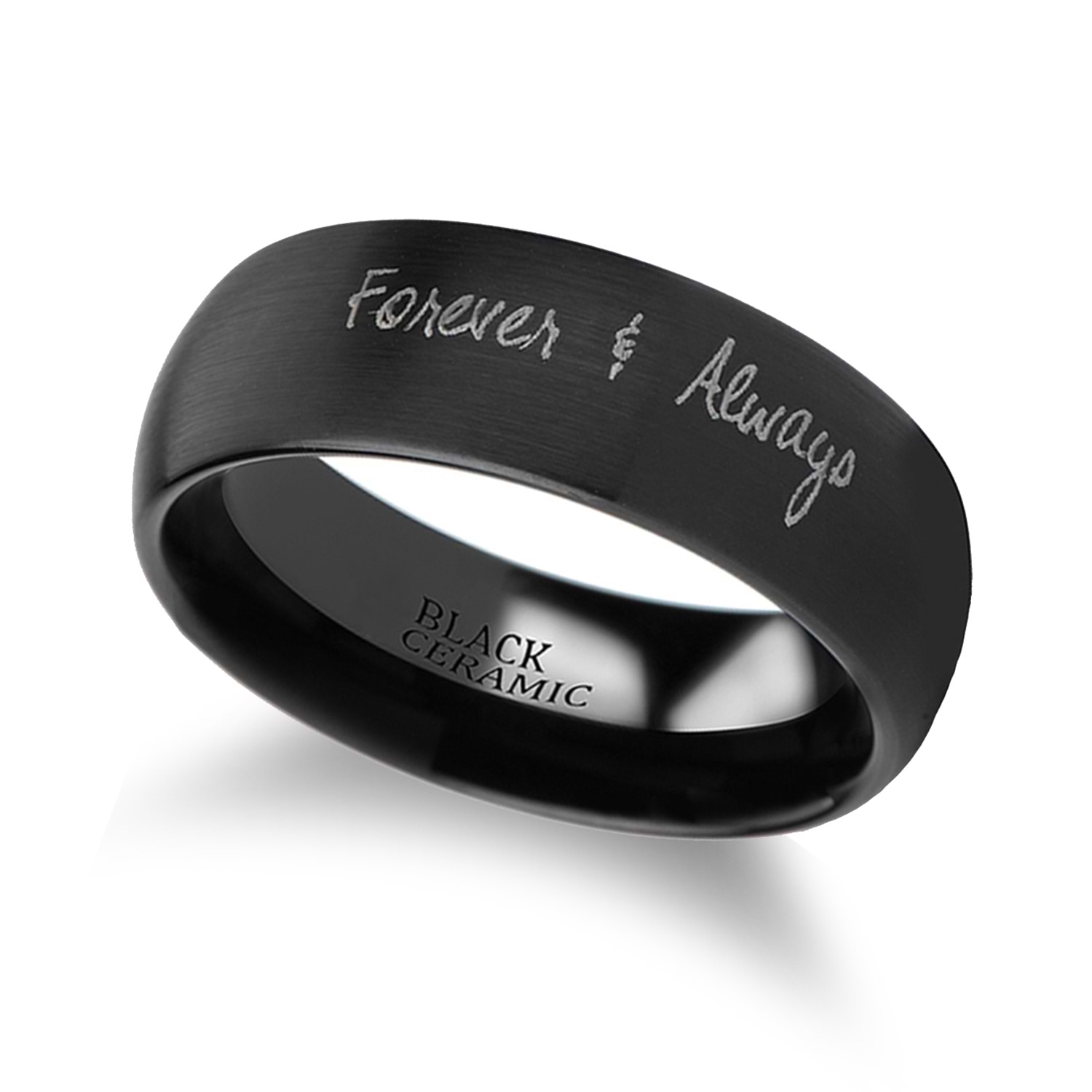 Burnished & Domed Handwritten Engraved Tungsten Ring (10MM)