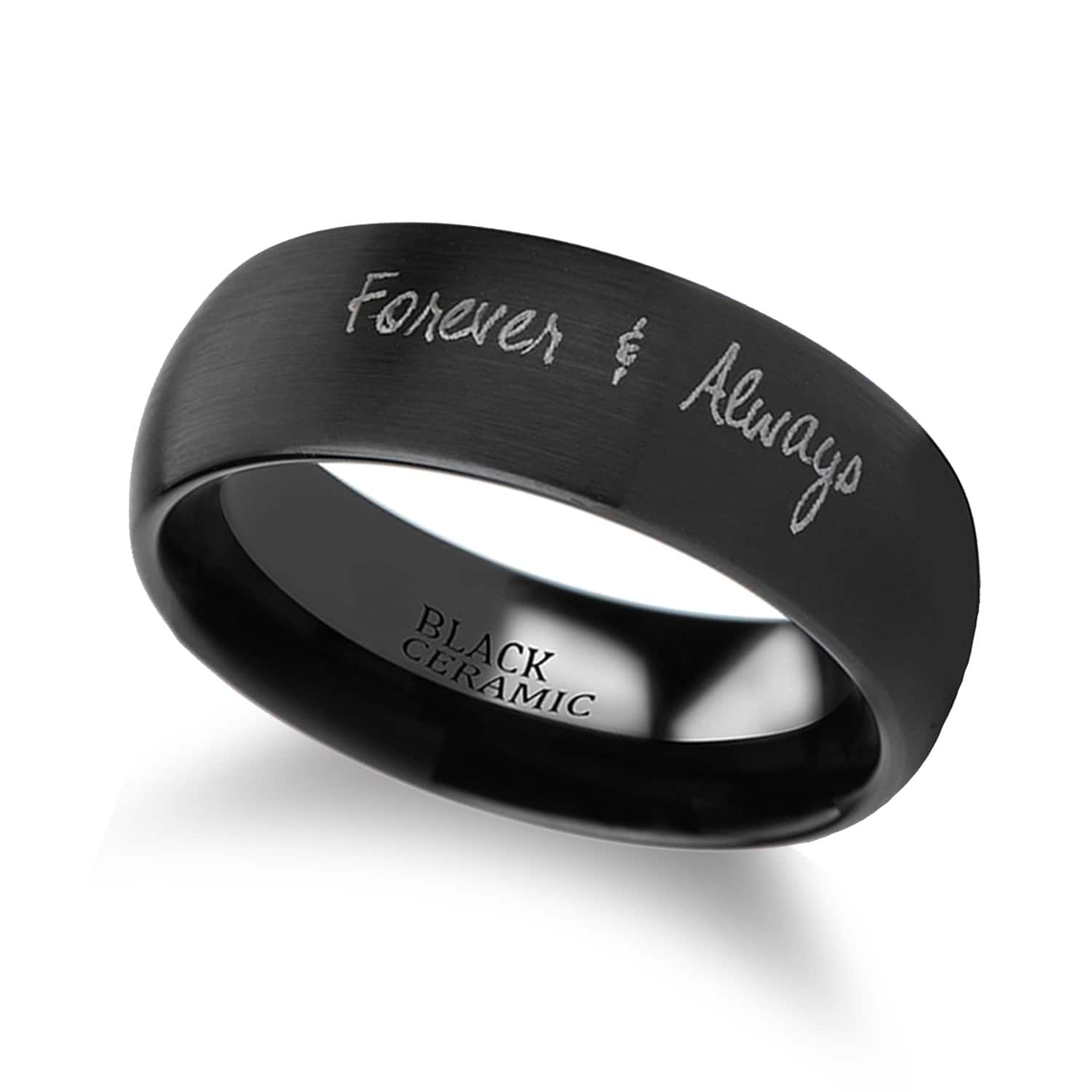 Burnished & Domed Handwritten Engraved Tungsten Ring (12MM)