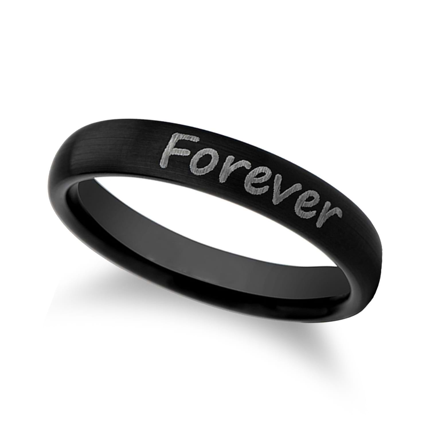 Burnished & Domed Handwritten Engraved Tungsten Ring (4MM)