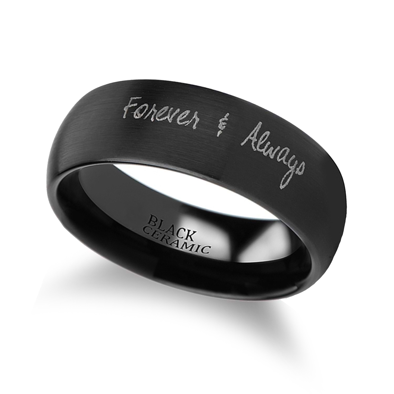 Burnished & Domed Handwritten Engraved Tungsten Ring (6MM)