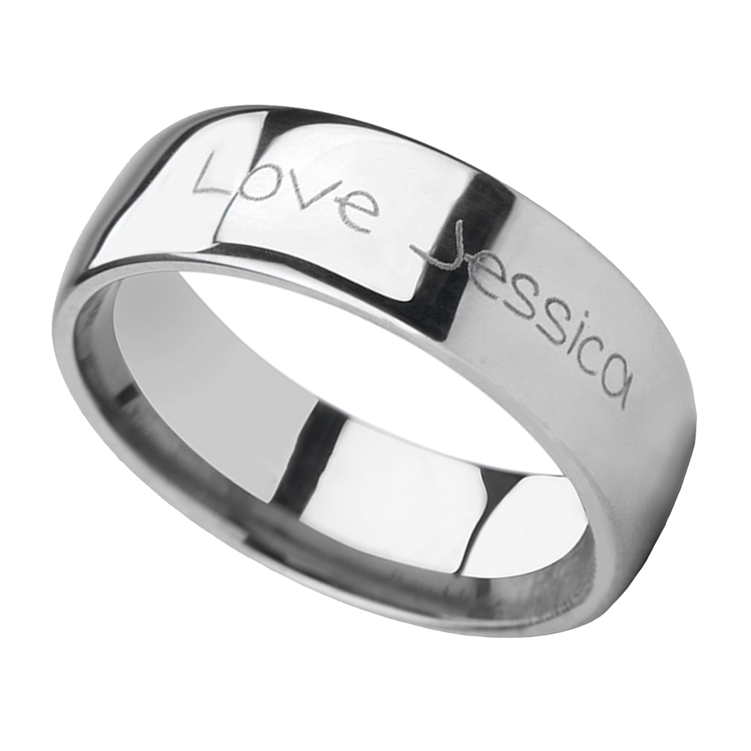 Polished & Domed Handwritten Engraved Tungsten Ring (6MM)