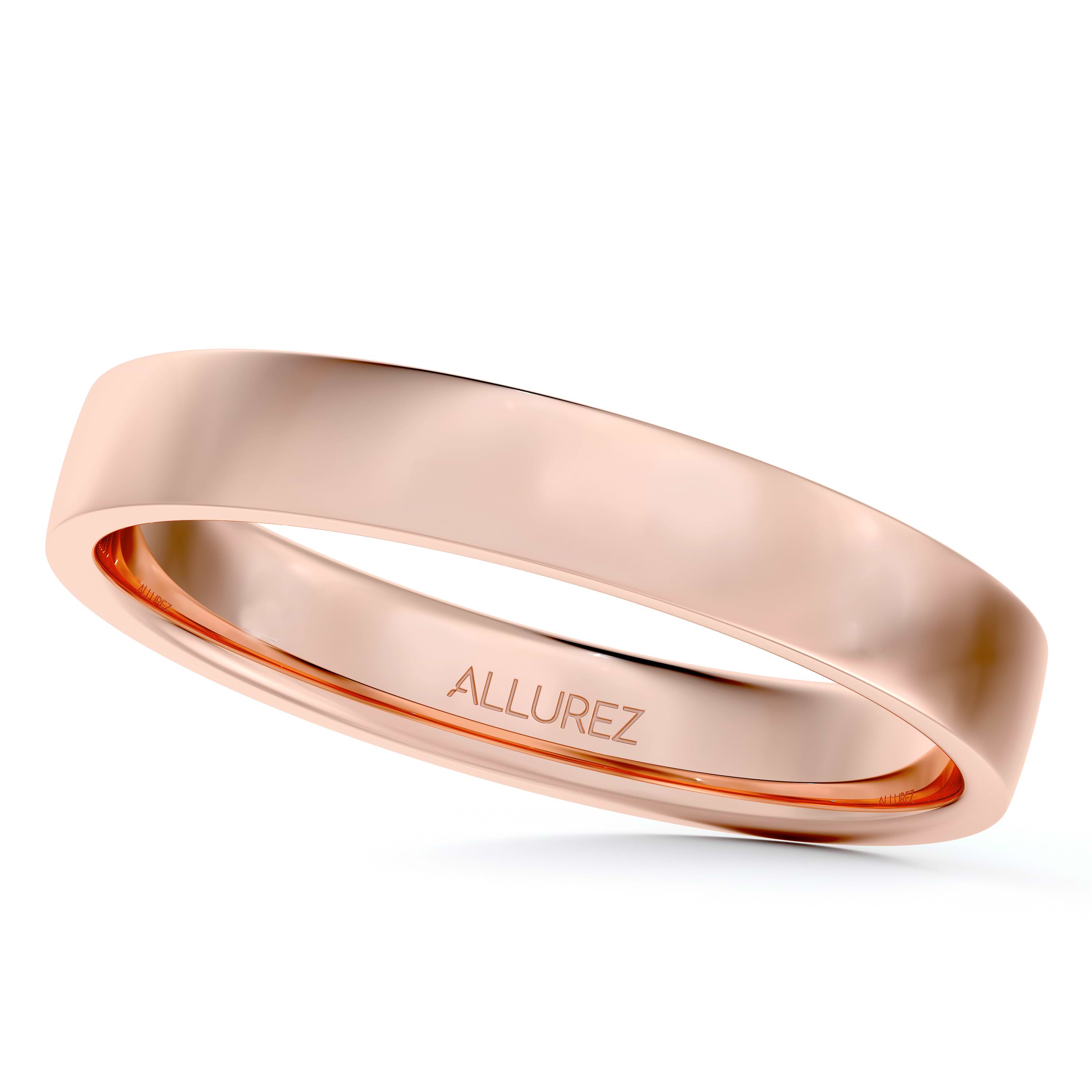Solid 18K White Yellow Rose Gold Band Plain Comfort Fit Ring Mens Women Wedding 