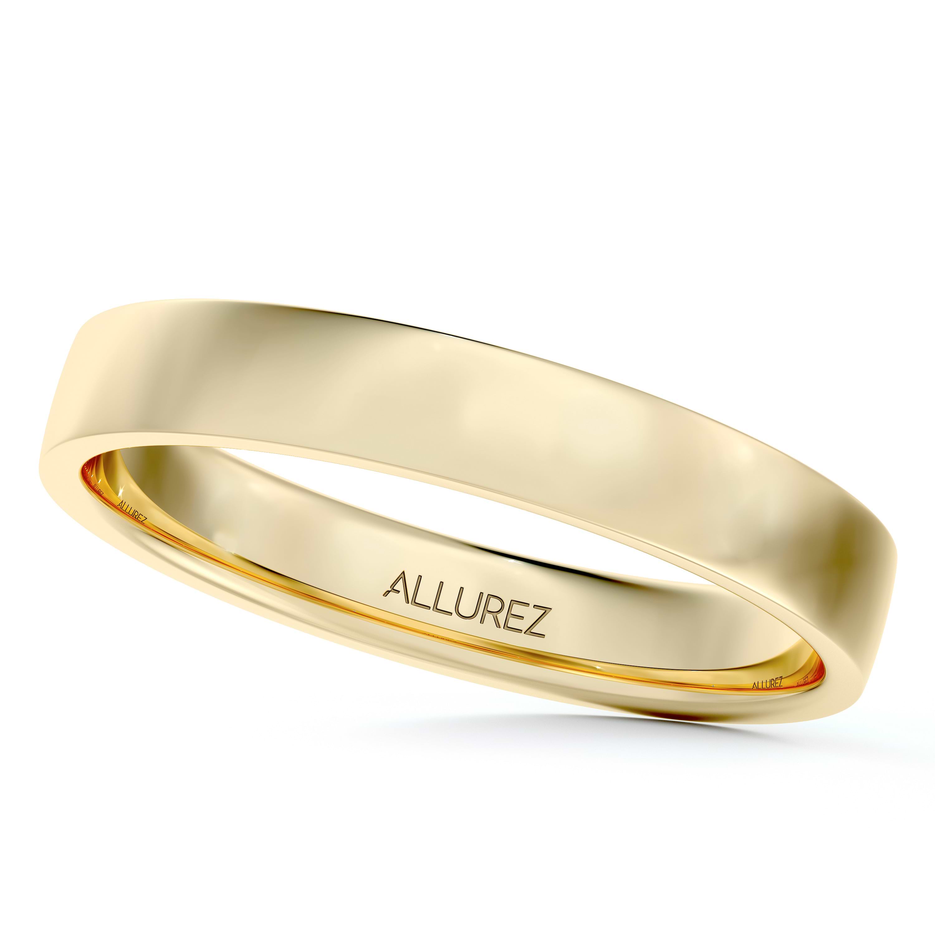 18k Yellow Gold Wedding Band Plain Ring Flat Comfort-Fit (3mm)