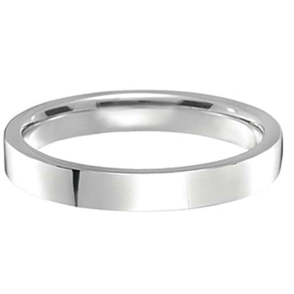 950 Palladium Wedding Band Plain Ring Flat Comfort Fit for Women (3mm)
