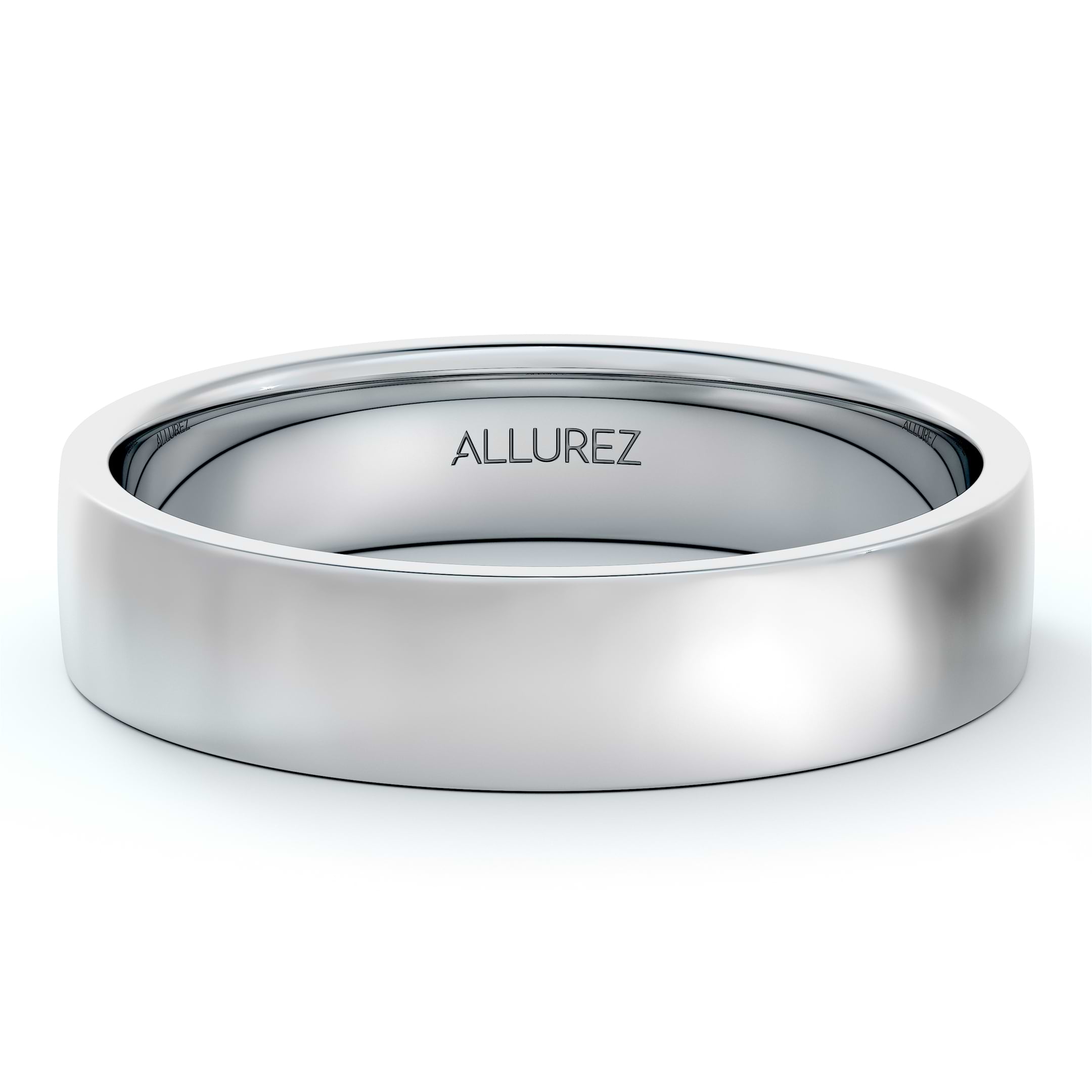 950 Platinum Plain Wedding Band Flat Comfort-Fit Ring (4 mm)