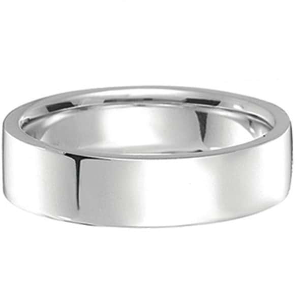 950 Palladium Wedding Band Plain Ring Flat Comfort-Fit for Men (5 mm)