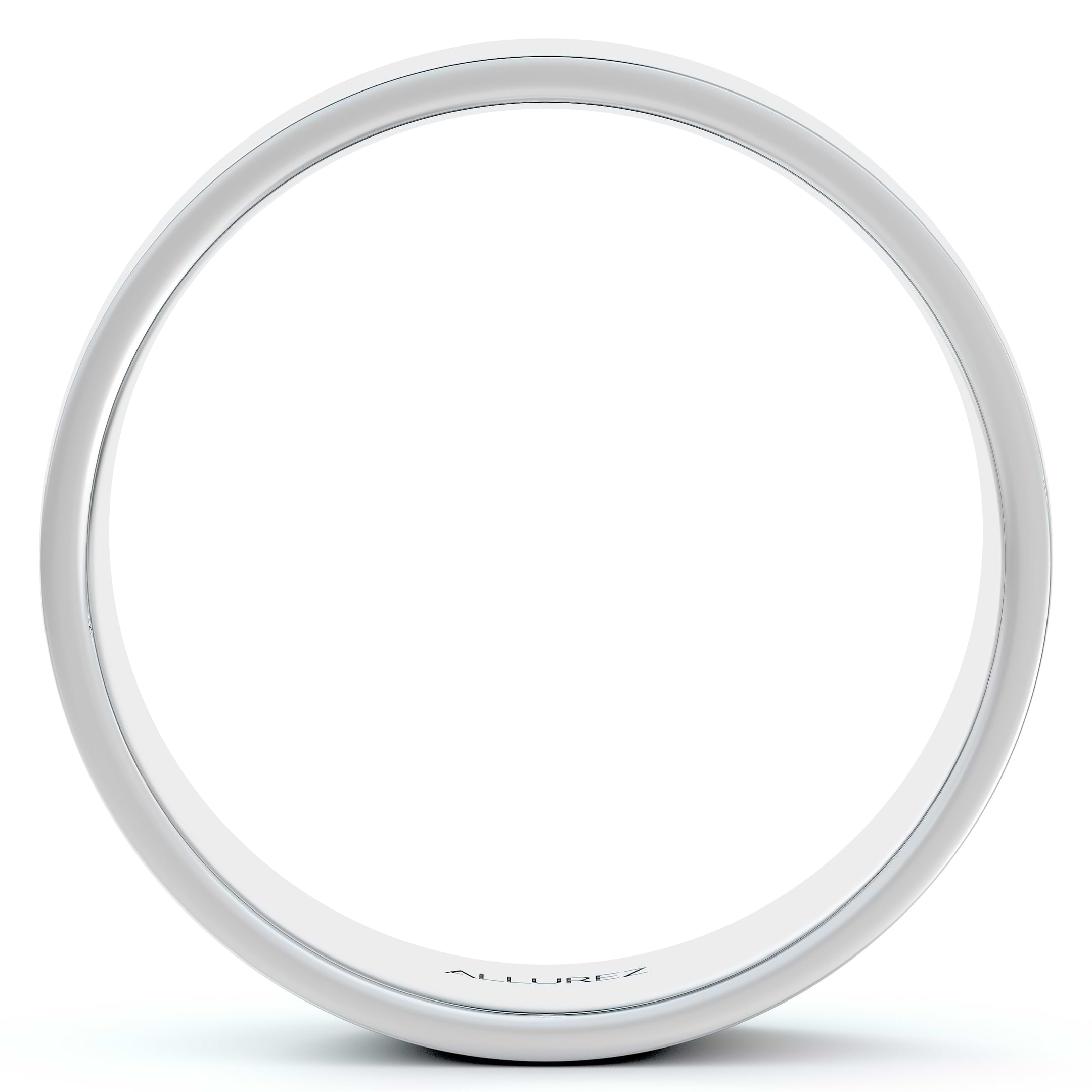 14k White Gold Wedding Band Plain Ring Flat Comfort-Fit (6 mm)