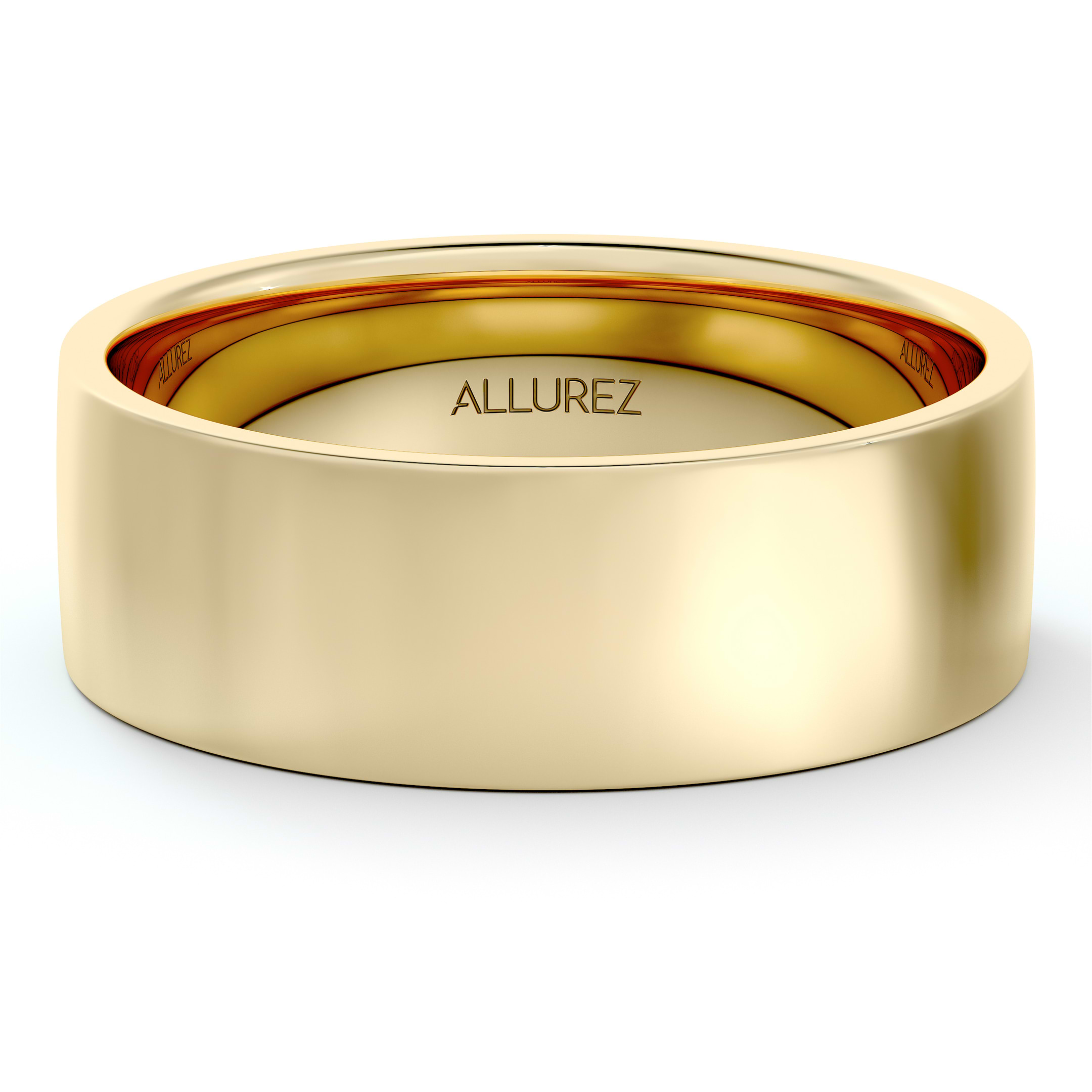 14k Yellow Gold Plain Wedding Band Flat Comfort-Fit Plain Ring (6 mm)