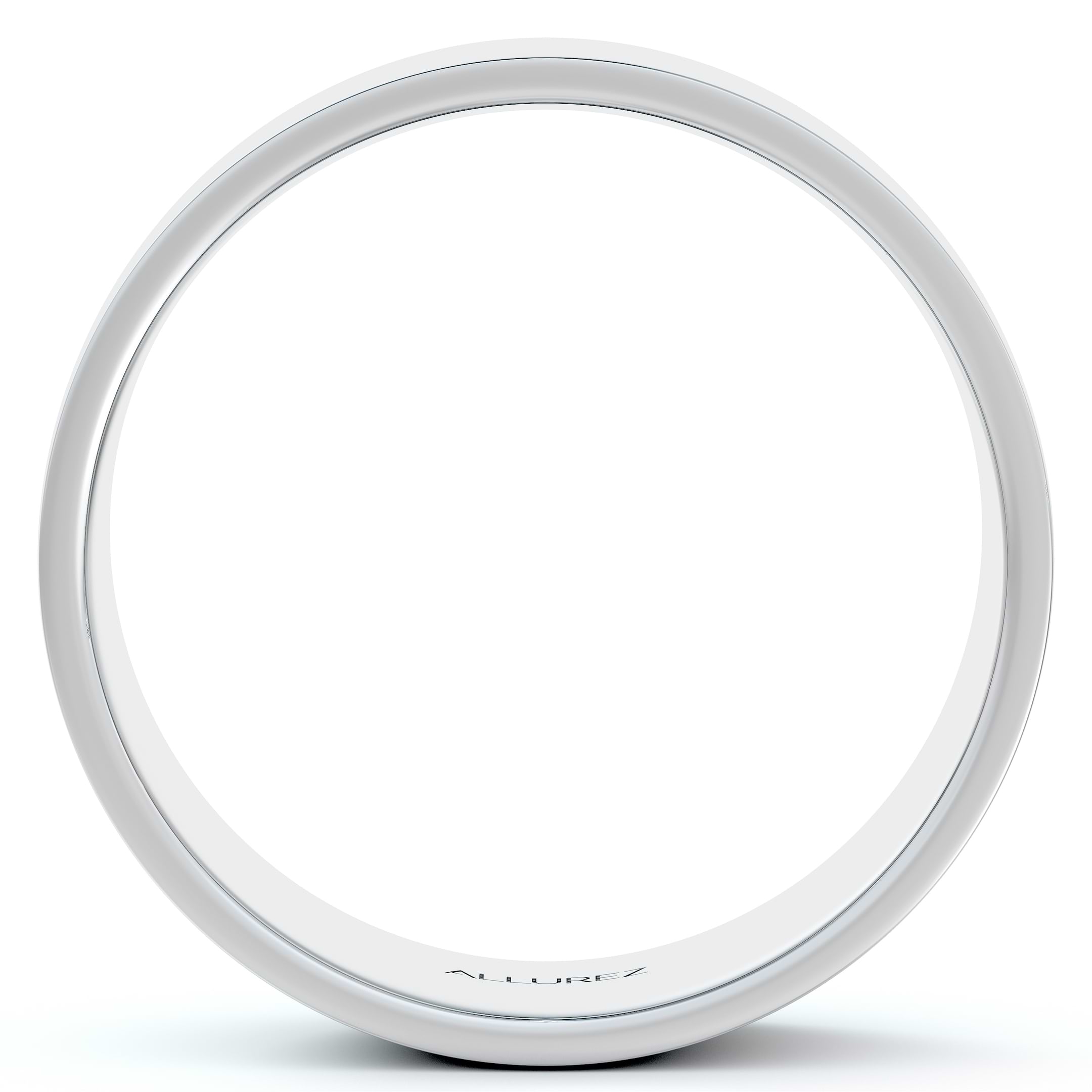 14k White Gold Wedding Band Plain Ring Flat Comfort-Fit (7 mm)
