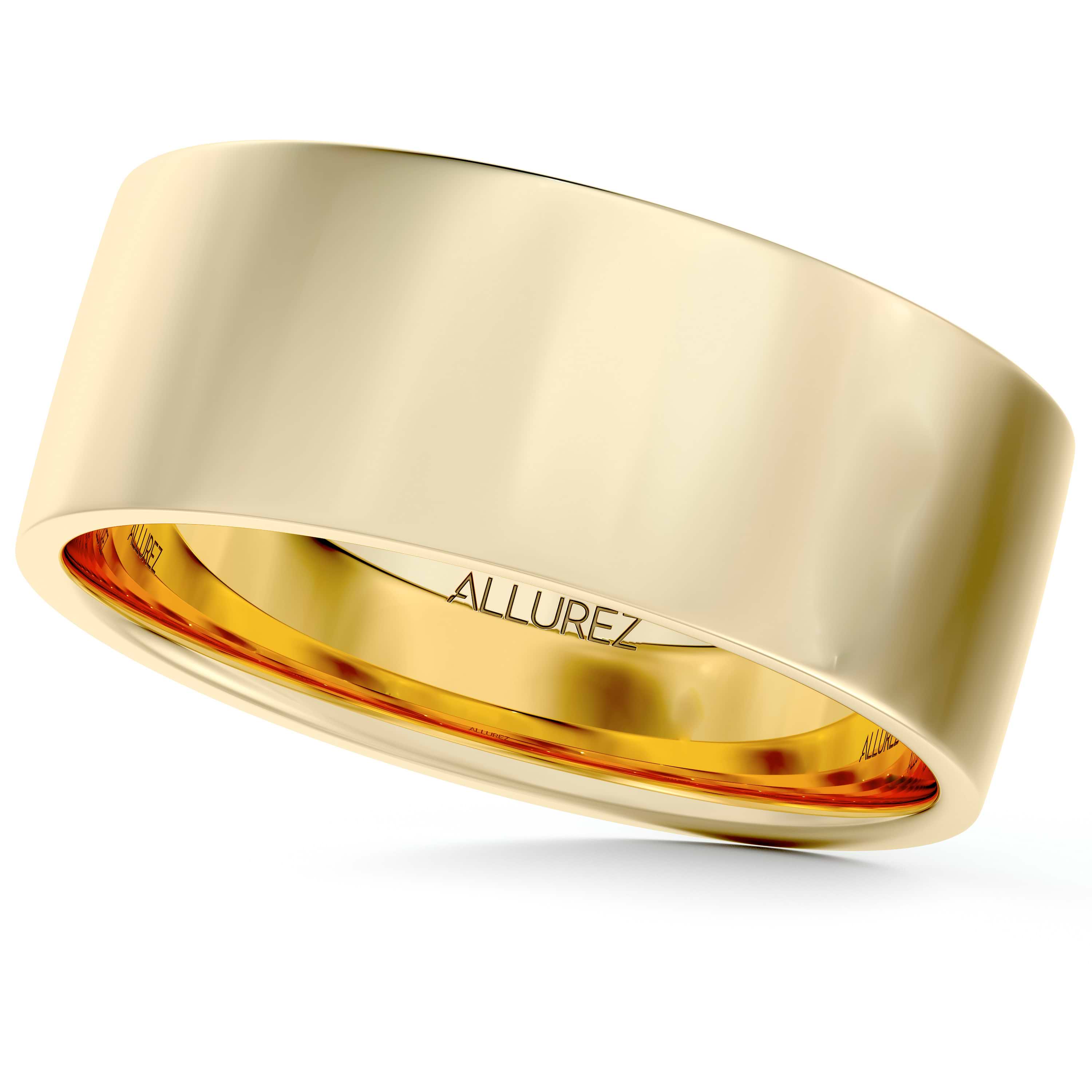18k Yellow Gold Wedding Band Plain Ring Flat Comfort-Fit (7 mm)