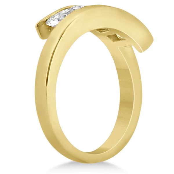 Five Stone Princess Diamond Ring Tension Set 18k Yellow Gold (0.50ct)