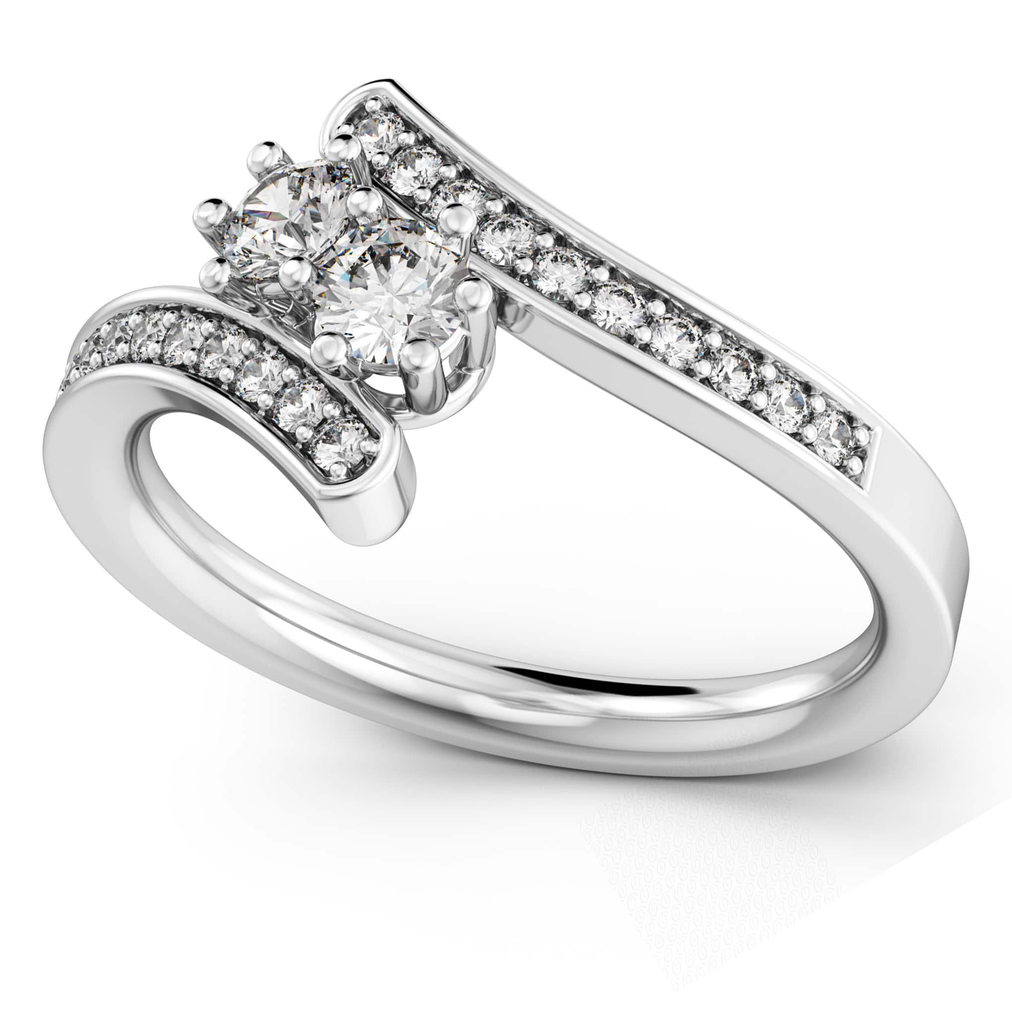 Diamond Accented Two Stone Curved Tension Ring 14k White Gold (0.70ct)