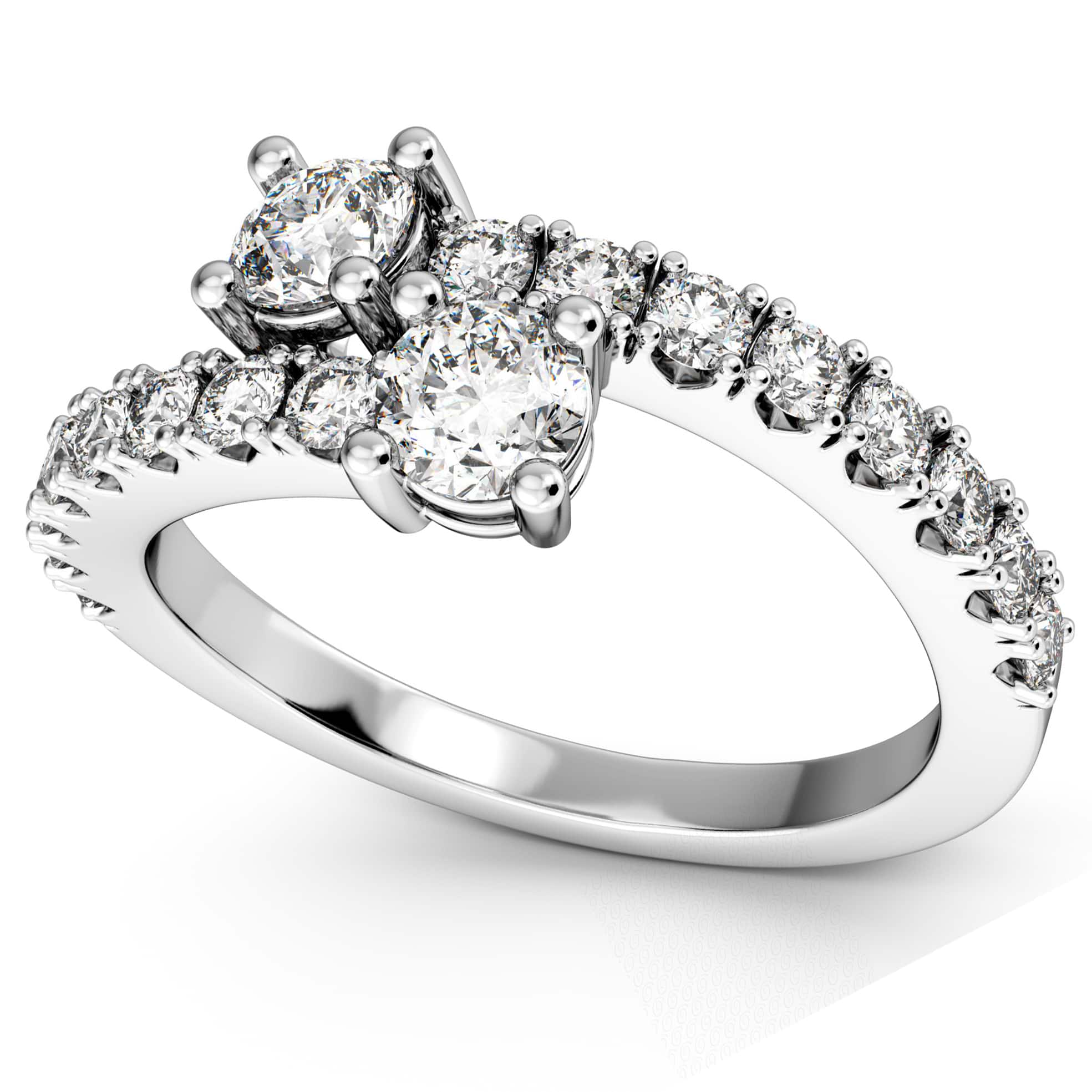 "Ever Us" Two Stone Diamond Ring with Accents 14k White Gold (1.06ct)