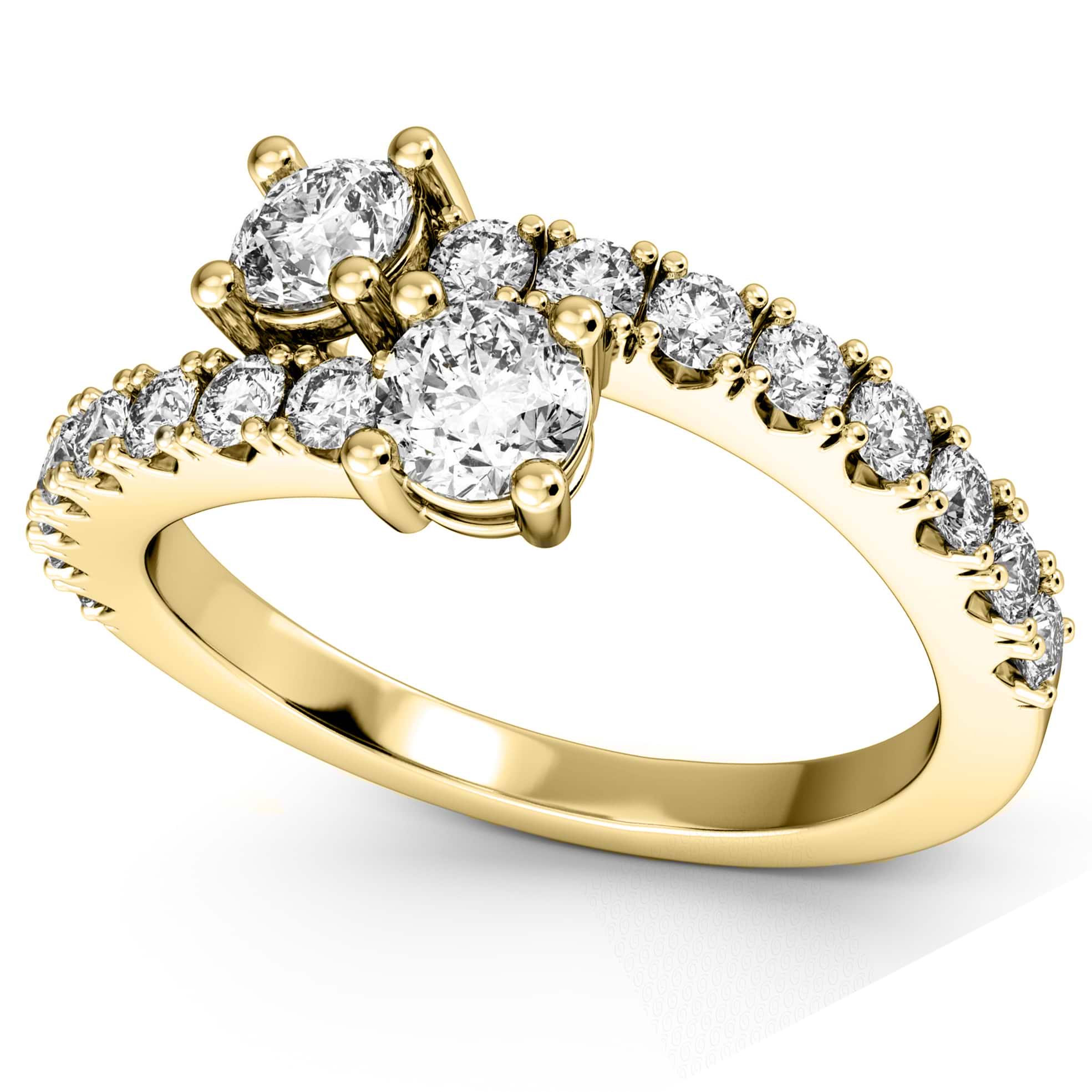 "Ever Us" Two Stone Diamond Ring with Accents 14k Yellow Gold (1.06ct)