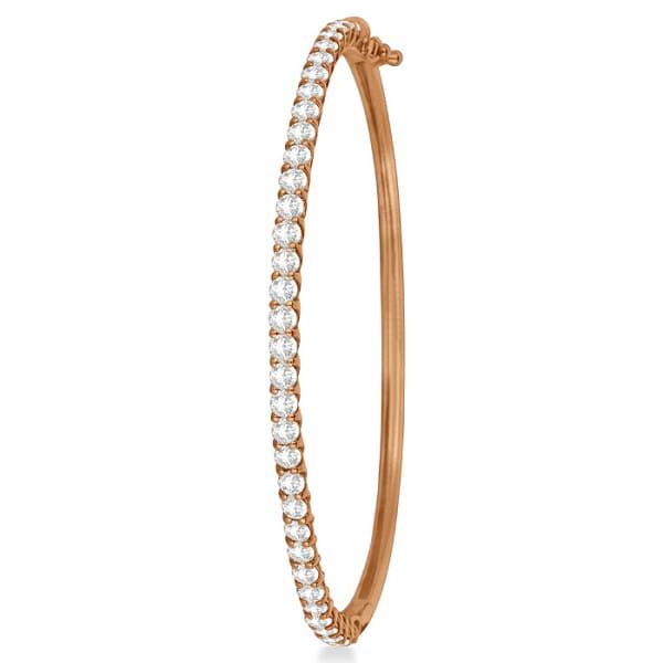 Luxury Stackable Diamond Bangle Bracelet 14k Rose Gold (4.00ct)