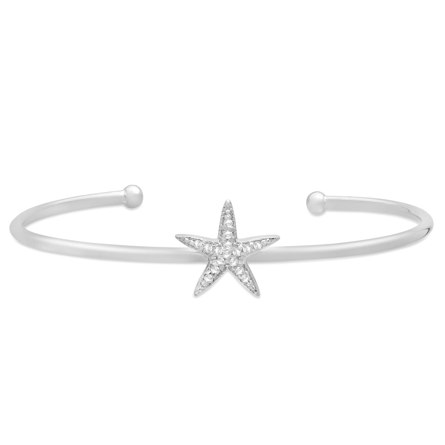 Diamond Starfish Bangle Bracelet 14k White Gold (0.15ct)