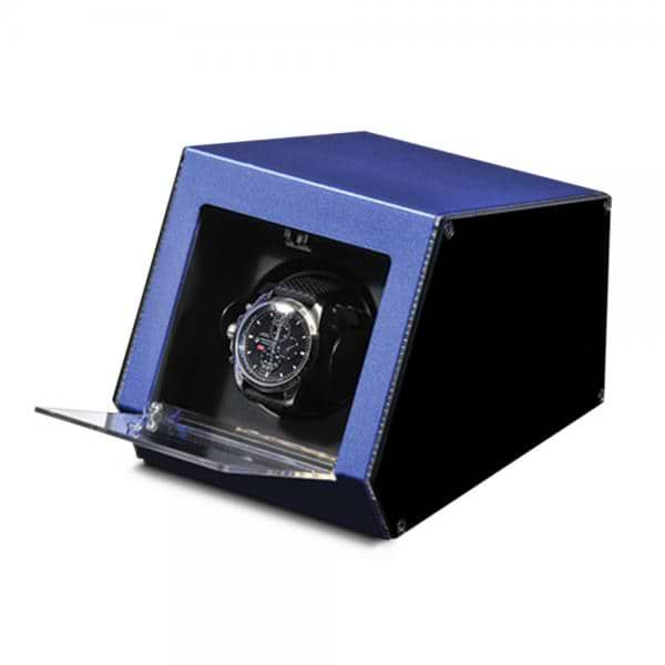Unisex Blue Metal & Acrylic Faux Leather Lining Watch Winder