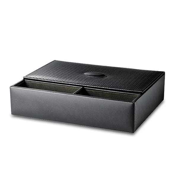 Genuine Black Leather Watch & Valet Jewelry Box for Men