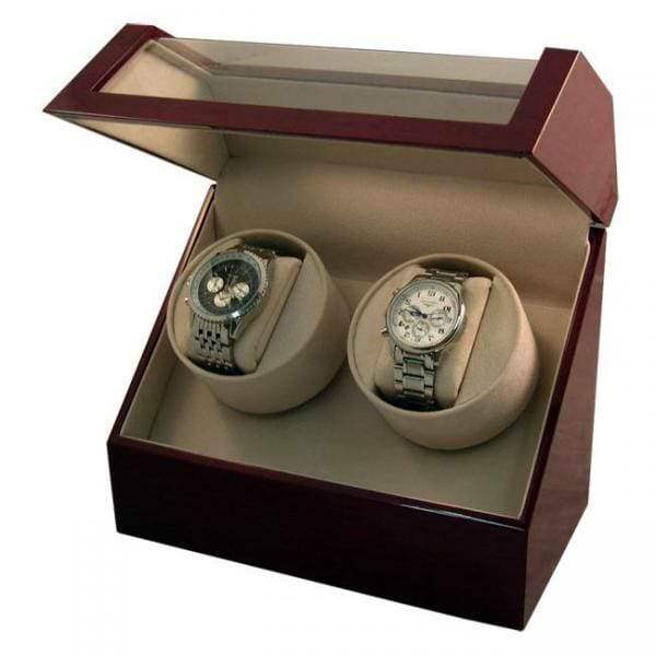 Battery Powered Dual Automatic Watch Winder in Cherrywood