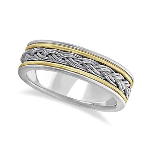 Men's Rope Handwoven Wedding Band 18k Two-Tone Gold (6mm)