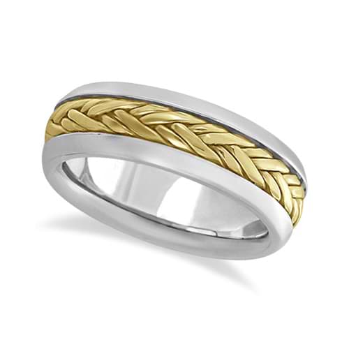 Men's Wide Handwoven Wedding Band 18k Two-Tone Gold (6mm)