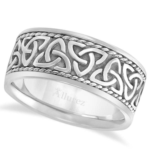 Men's Hand Made Celtic Irish Rope Wedding Ring Palladium (10mm)