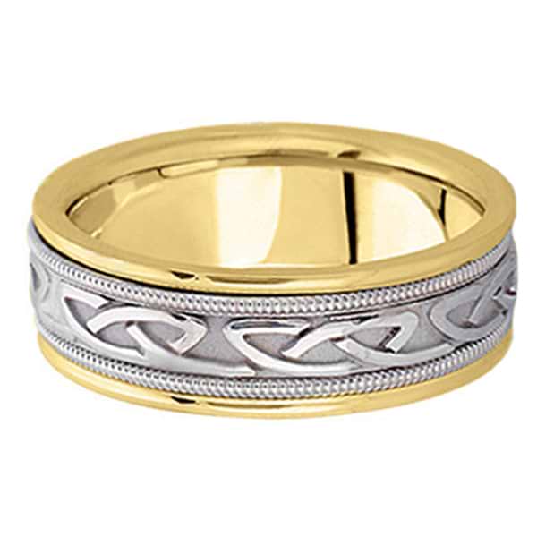 Hand Made Celtic Wedding Band in 14k Two Tone Gold (6mm)