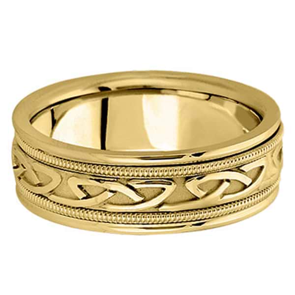 Hand Made Celtic Wedding Band in 14k Yellow Gold (6mm)