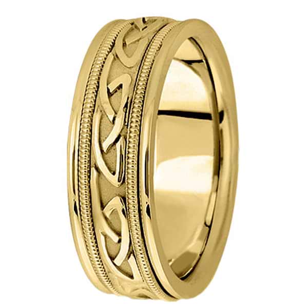 Hand Made Celtic Wedding Band in 14k Yellow Gold (6mm)
