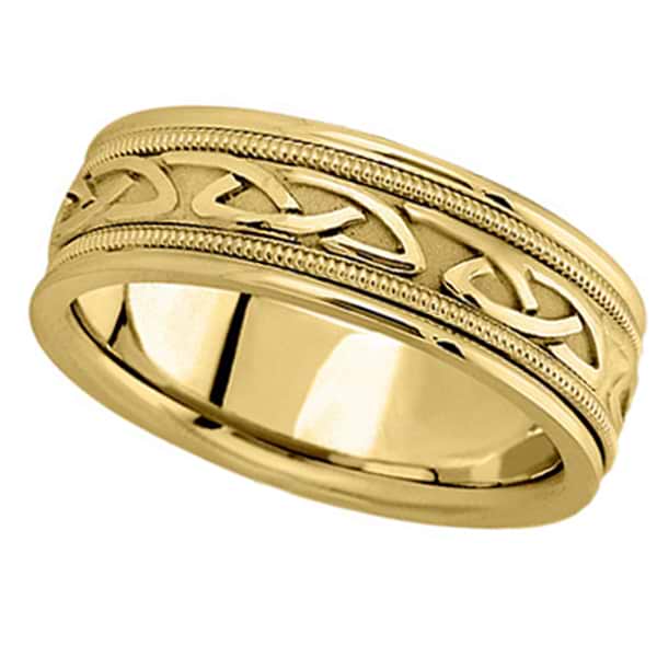 Hand Made Celtic Wedding Band in 18k Yellow Gold (6mm)