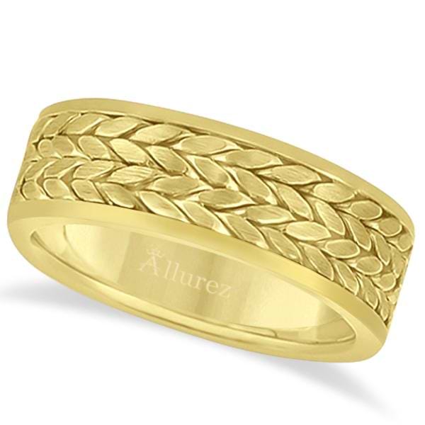 8MM Mens Wedding Rope Band Ring In 14k Solid Yellow Gold Ring Size-14