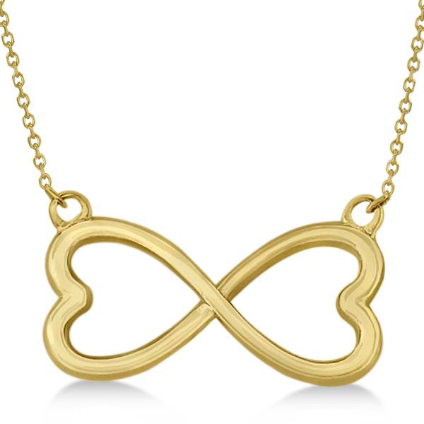 Ladies Heart Shaped Infinity Pendant Necklace in 14K Yellow Gold