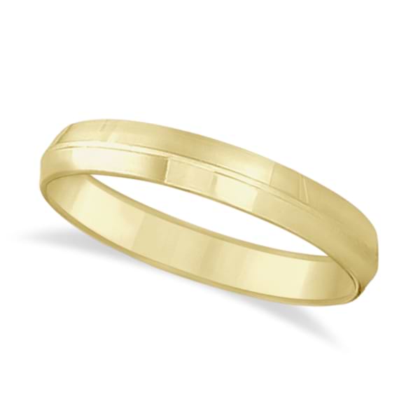 Knife Edge Wedding Ring Band Comfort-Fit 18k Yellow Gold (4mm)